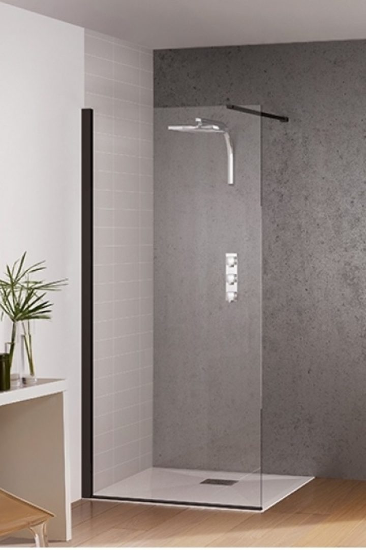 Paroi De Douche Fixe Kinespace Solo Noir – 70 Cm – Barre De Renfort Droite avec Barre De Renfort Paroi De Douche