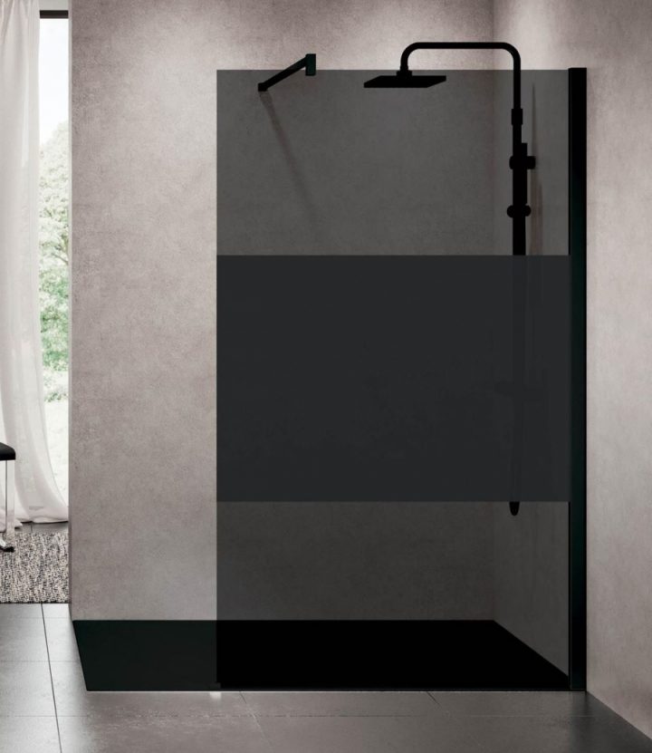 Paroi De Douche Fixe Kuadra H Fume Bande Noire 70 Cm – Profilé Noir destiné Paroi De Douche Fixe 140 Paroi De Douche Fixe Kuadra H Fume Bande Noire 70 Cm – Profilé Noir destiné Paroi De Douche Fixe 140