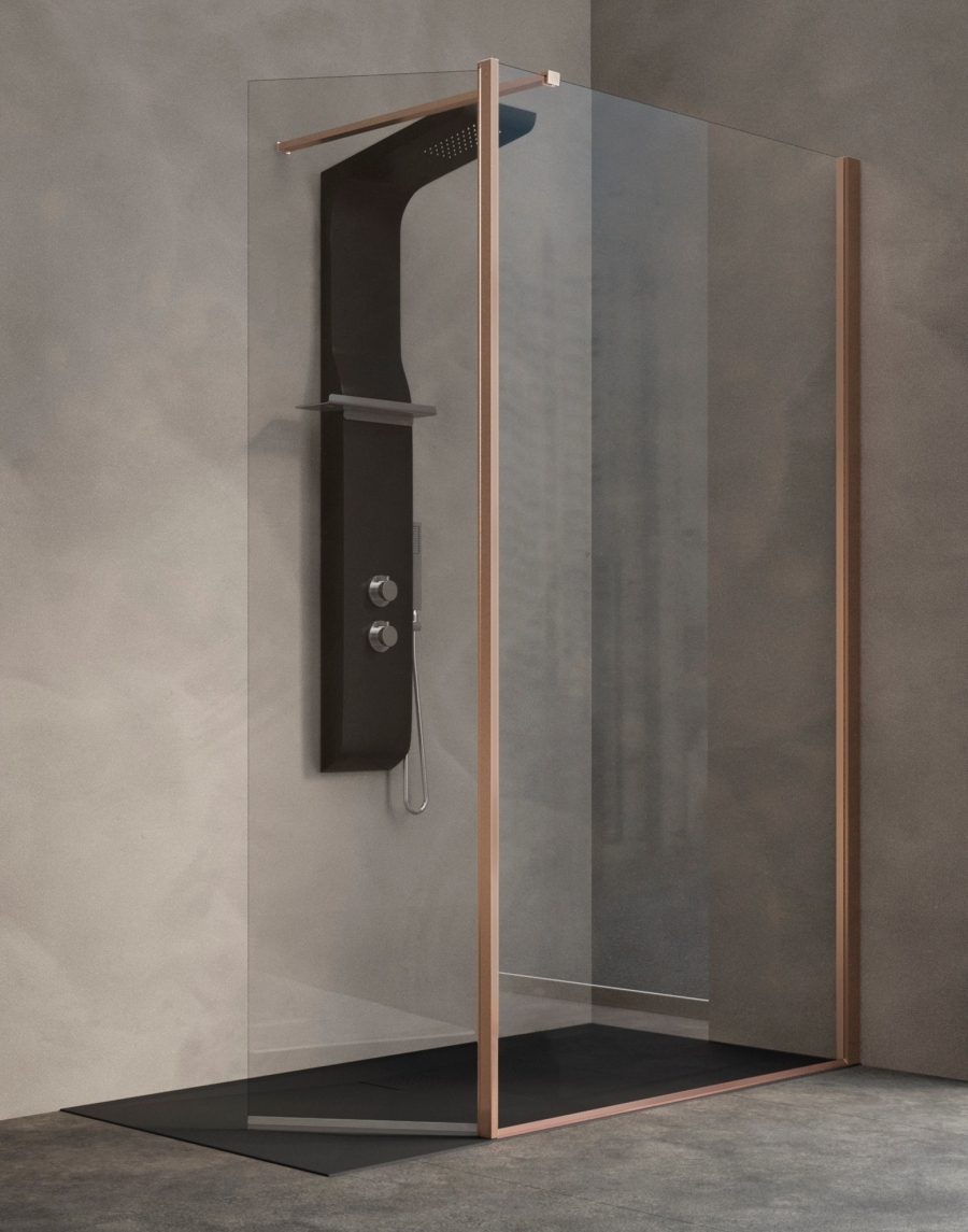 Paroi De Douche Fixe + Volet Pivotant Kinespace Duo Cuivré 70+45Cm pour Porte De Douche Pivotant