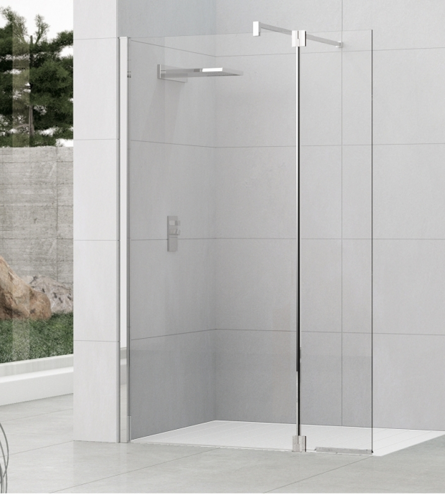 Paroi De Douche Fixe + Volet Pivotant Kuadra H2 70+37 Transparent dedans Porte De Douche Pivotant