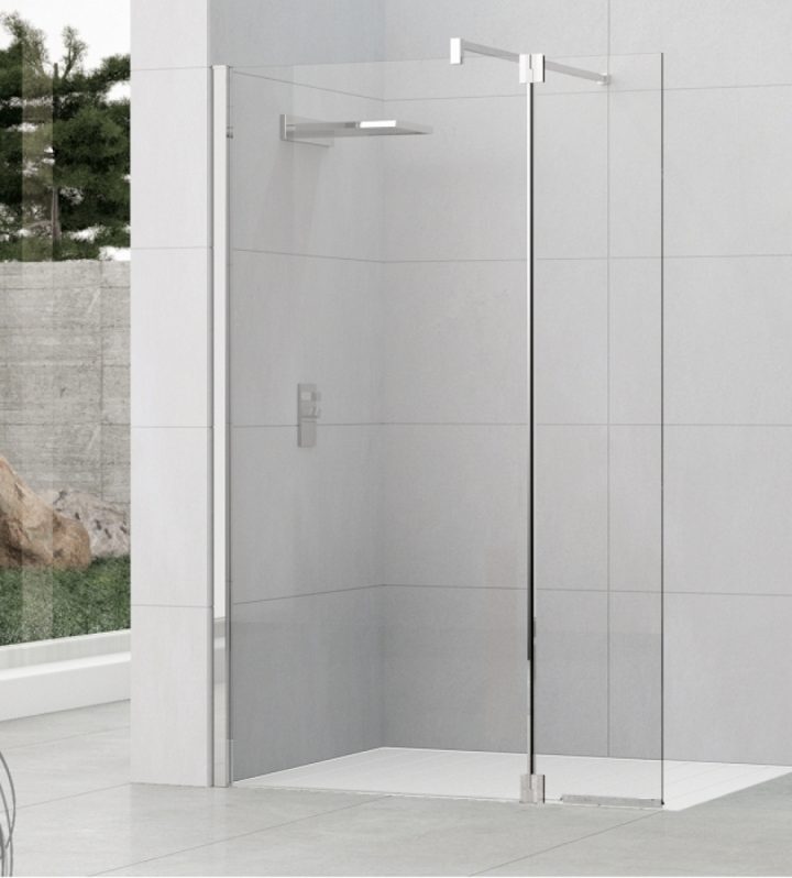 Paroi De Douche Fixe + Volet Pivotant Kuadra H2 70+37 Transparent pour Paroi De Douche Fixe 100