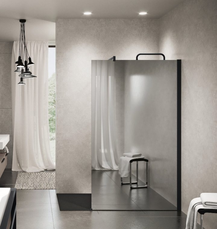 Paroi De Douche Italienne Kuadra H Spy , Hauteur 200 Cm, Verre 8 Mm,  Réversible. Plusieurs Dimensions Et Finitions avec Paroie Douche Italienne