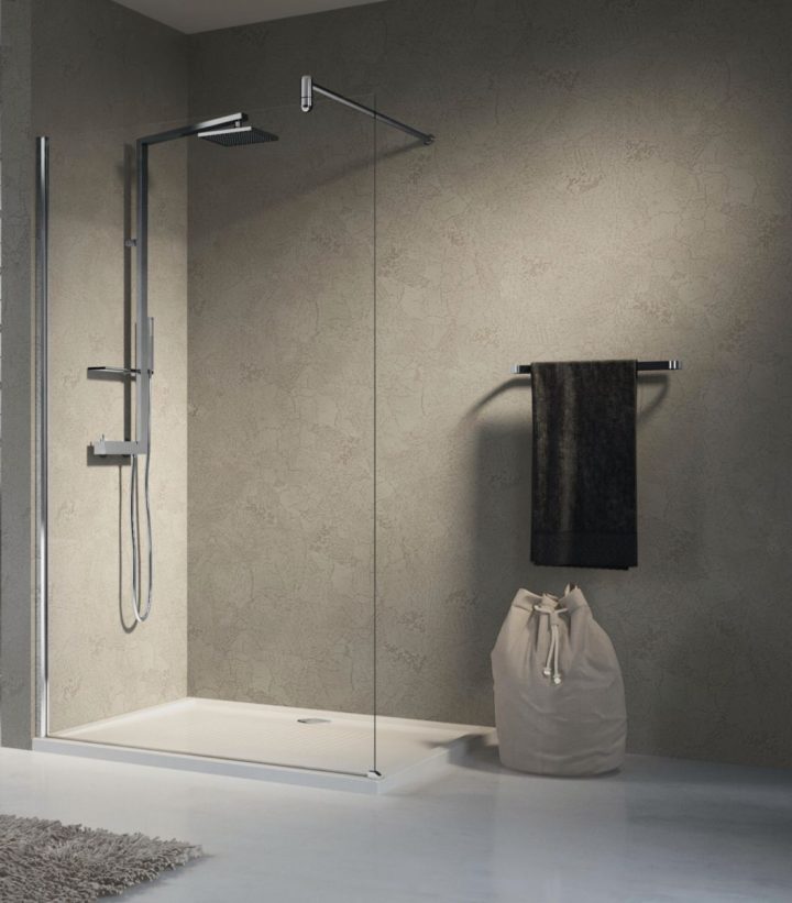 Paroi De Douche Lunes H 90 Cm Extensible 87 Cm À 88,5 Cm, Fixe, Avec Barre  De Renfort De 70 Cm Extensible Jusqu'à 100 Cm, Réversible, En Ver destiné Barre De Renfort Paroi De Douche