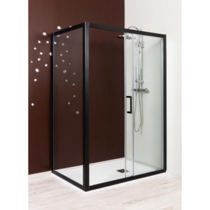 Paroi Douche Ondée Napa Coulissante 140Cm Profil Noir Mat avec Cabine De Douche Bricorama
