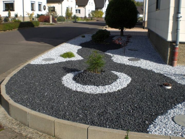 Parterre Avec Cailloux | Gravier Concassé De Marbre Noir avec Parterre Extérieur Moderne Parterre Avec Cailloux | Gravier Concassé De Marbre Noir avec Parterre Extérieur Moderne