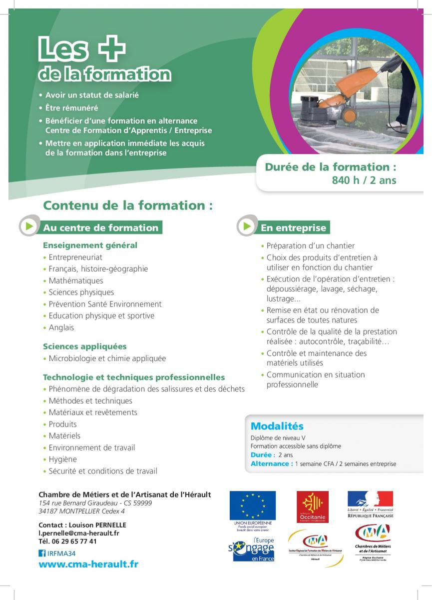 Passez Le Cap Agent De Propreté Et D'hygiène Avec La Chambre intérieur Chambre Des Métiers Montpellier