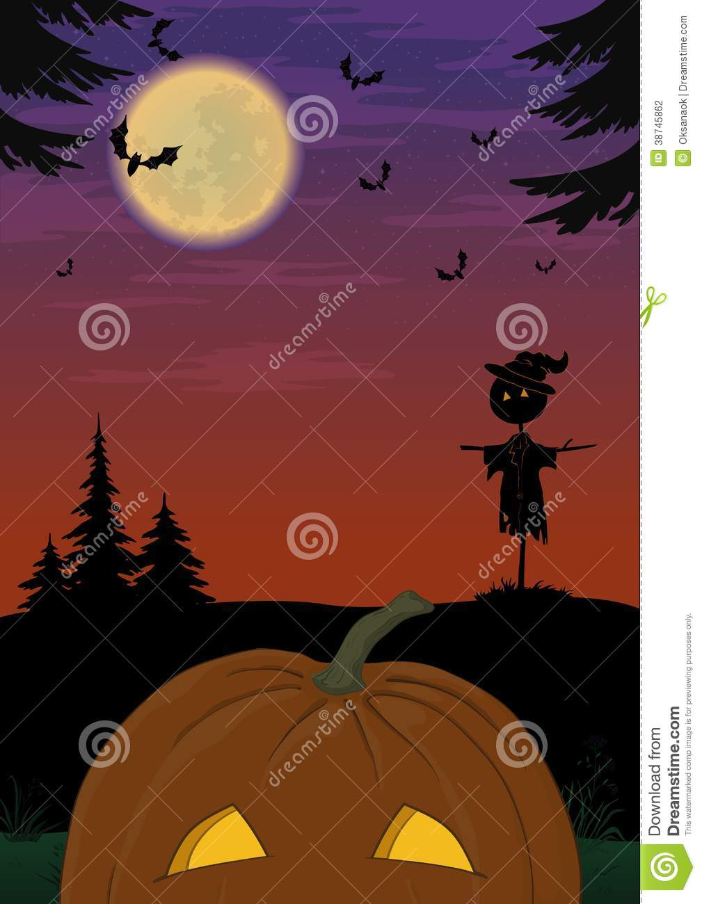 Paysage De Halloween Avec Le Potiron Illustration De Vecteur intérieur Potiron Meuble