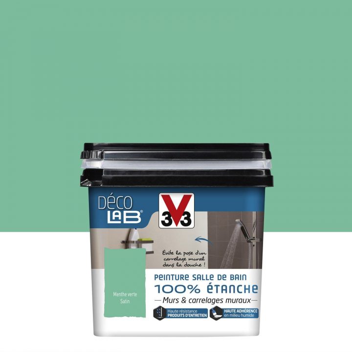 Peinture Décolab 100% Étanche V33, Menthe Verte, 0.75L dedans Peinture Étanche Salle De Bain