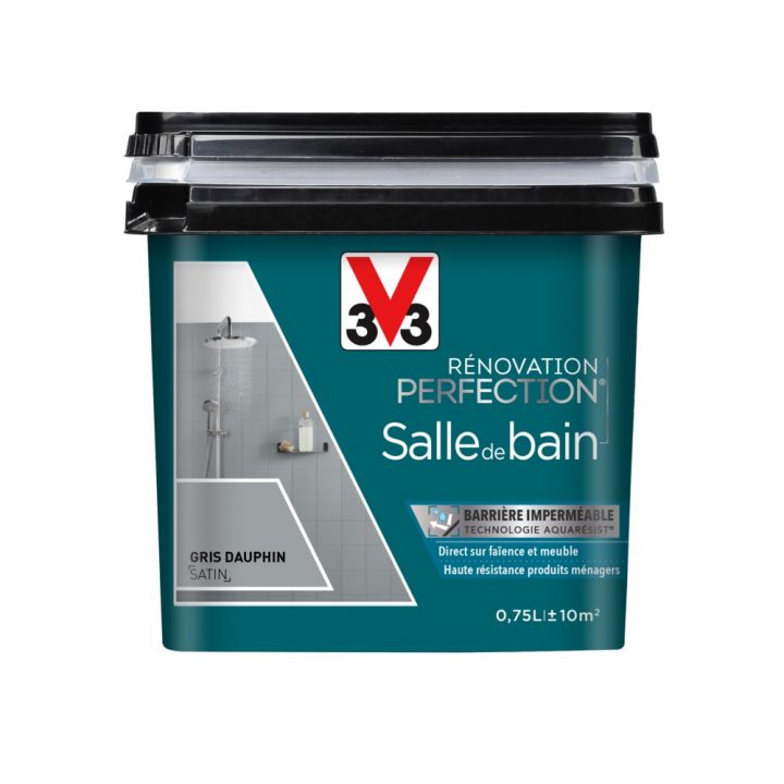 Peinture Rénovation V33 Salle De Bain Satin Gris Dauphin V33 750Ml destiné Peinture Étanche Salle De Bain