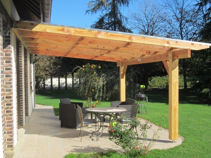 Pergola Murale Bois 6.06 X 4.00 M & Couverture concernant Auvent Terrasse Bois Et Tuiles