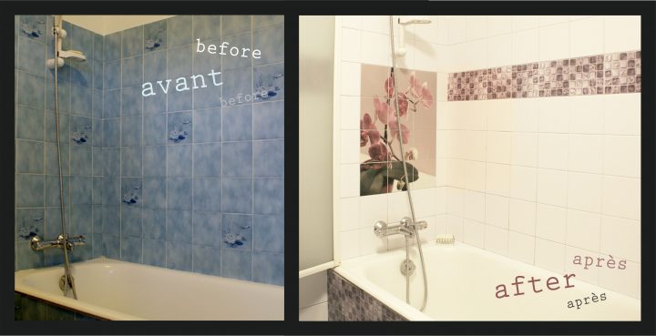 Personnalisé #stickers #salledebain #décoration #adhésif à Peindre Carrelage Salle De Bain Avant Apres