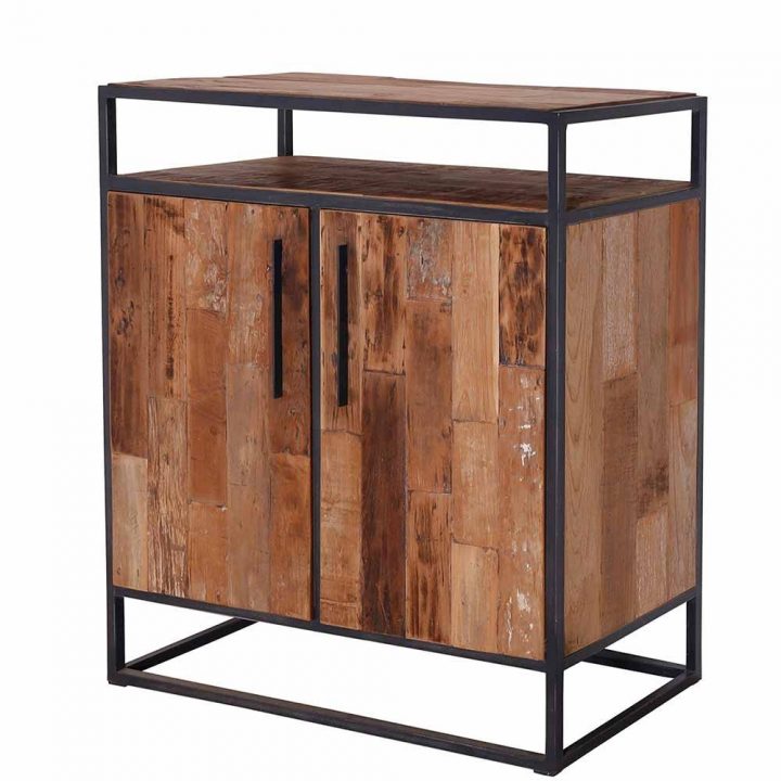 Petit Buffet Bois Métal 2 Portes 90Cm Urban pour Meuble En Metal