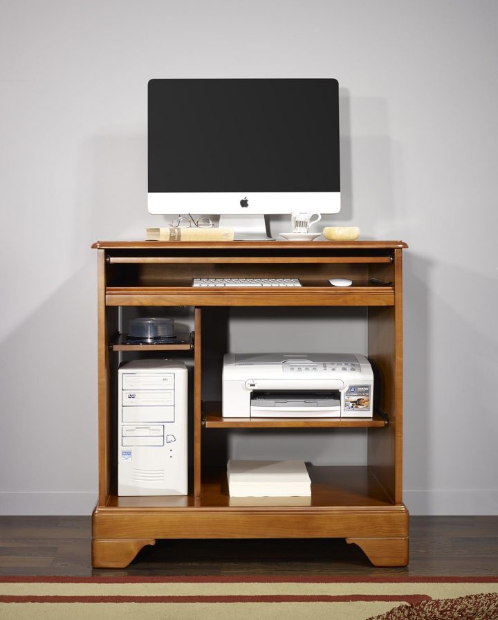 Petit Bureau Informatique En Merisier De Style Louis dedans Meuble Ordinateur