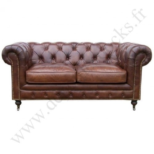 Petit Canapé Chesterfield En Cuir Vieilli – Le Dépôt Des Docks à Canapé Chesterfield Cuir Vieilli