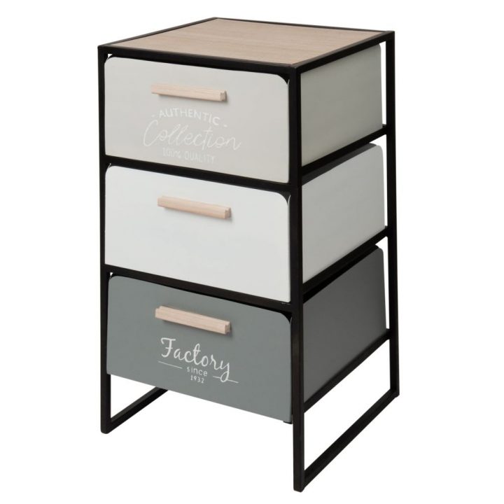 Petit Meuble De Rangement 3 Tiroirs En Métal | Maisons Du intérieur Petit Meuble