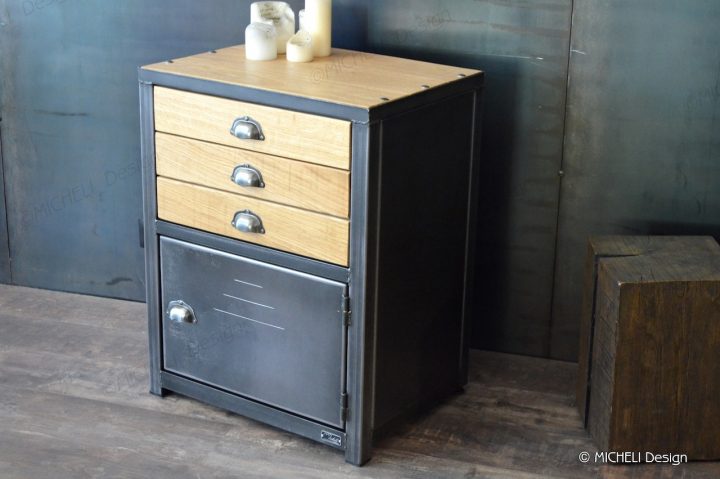 Petit Meuble De Rangement Industriel 3 Tiroirs Sur-Mesure Ops destiné Petit Meuble