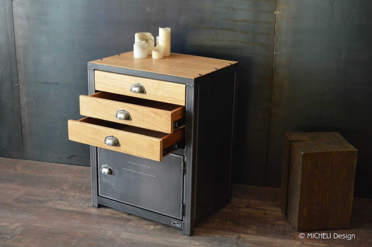 Petit Meuble De Rangement Industriel 3 Tiroirs Sur-Mesure Ops destiné Petit Meuble Metal