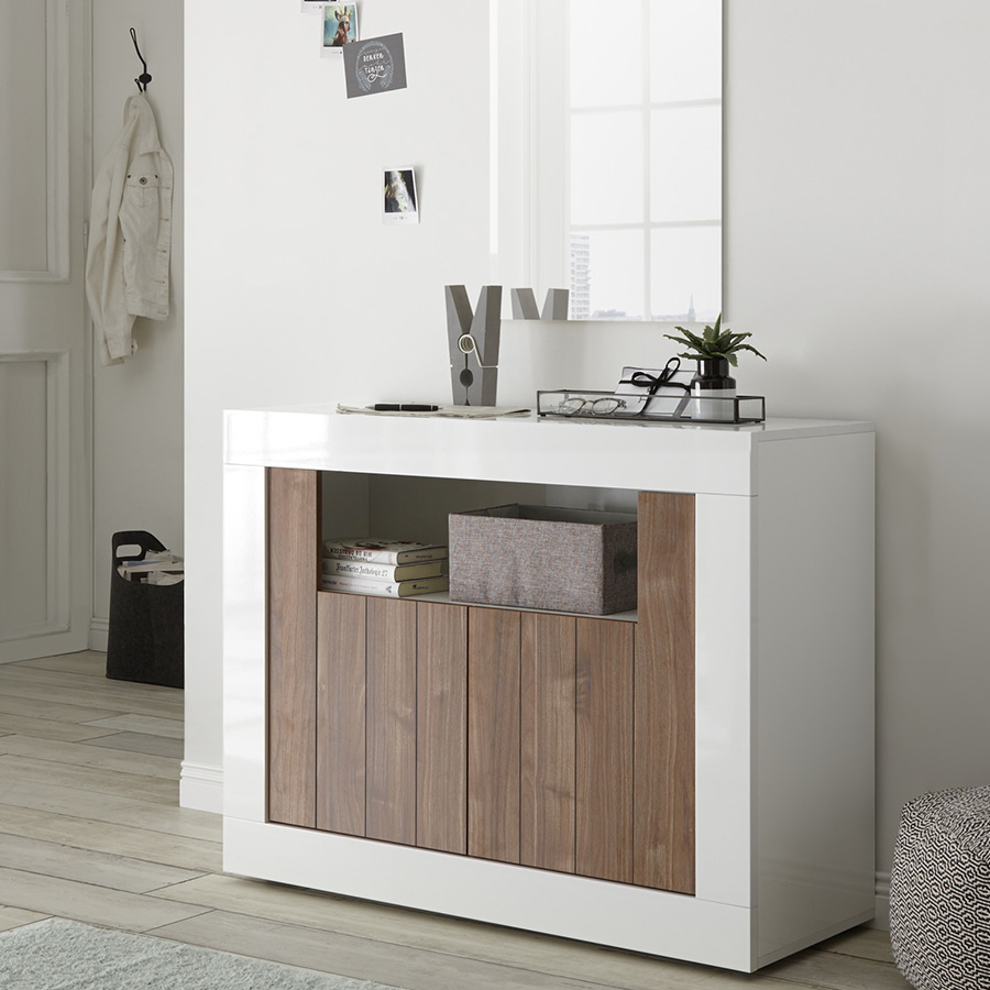 Petit Meuble D'entrée Marron Et Blanc Moderne 110 Cm, 2 Portes Urban 4 destiné Meuble Pour Une Entrée
