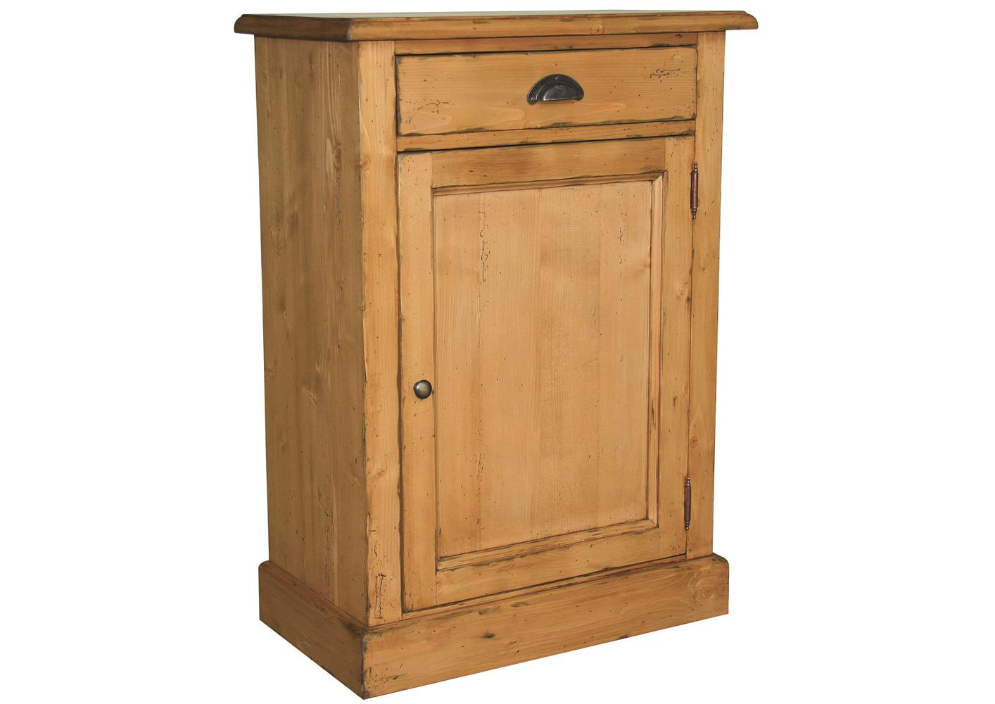 Petit Meuble En Pin Massif 1 Porte 1 Tiroir Poignée Métal serapportantà Petit Meuble Metal