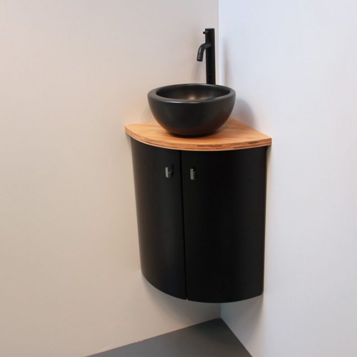 Petit Meuble Laqué Noir D'Angle Idéal Pour Les Wc. Très tout Lavabo D Angle Avec Meuble Petit Meuble Laqué Noir D'Angle Idéal Pour Les Wc. Très tout Lavabo D Angle Avec Meuble