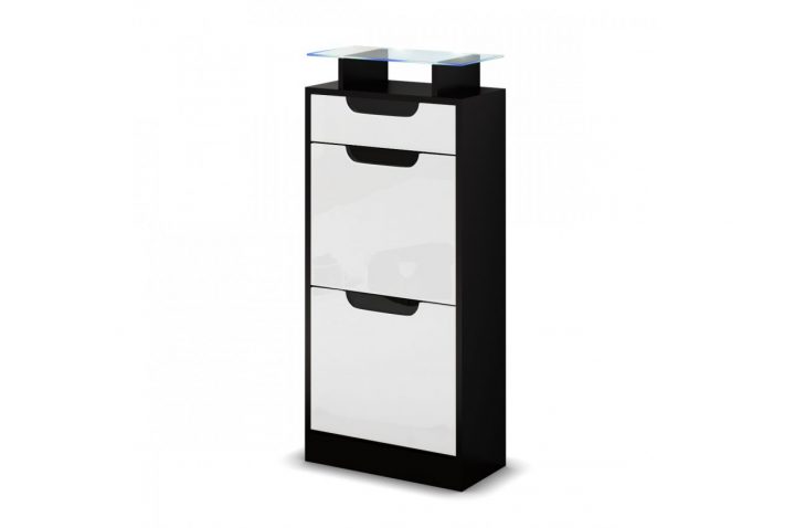 Petit Meuble Range-Chaussures Pas Cher 2 Portes 1 Tiroir intérieur Petit Meuble A Chaussure