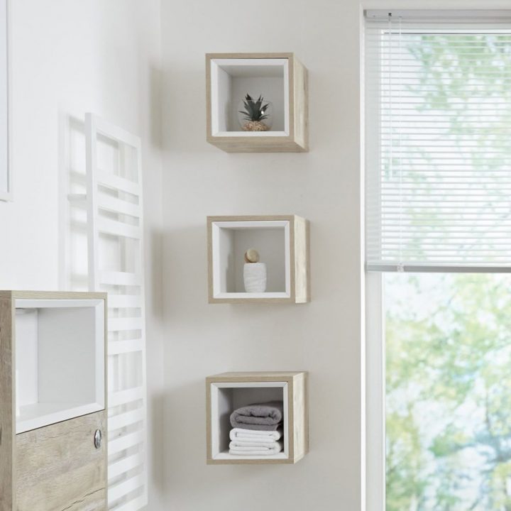 Petit Meuble Salle De Bain – 1 Niche 30X30Cm Hoxton Chêne Clair à Placard Mural Salle De Bain