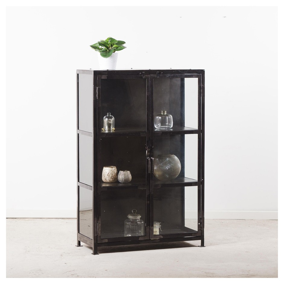 Petit Meuble Vitrine Esprit Apothicaire En Métal Patiné 3 Étages à Petit Meuble Metal