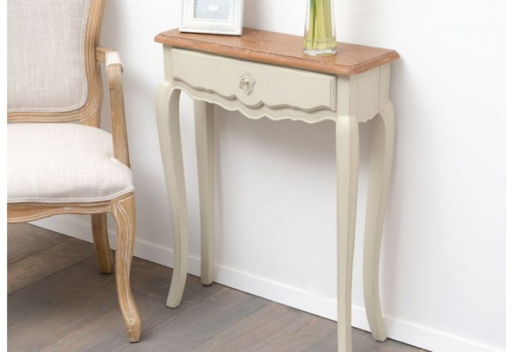 Petite Console 2 Tons 1 Tiroir Plateau Bois Beauvoir tout Bois Pour Meuble Pas Cher