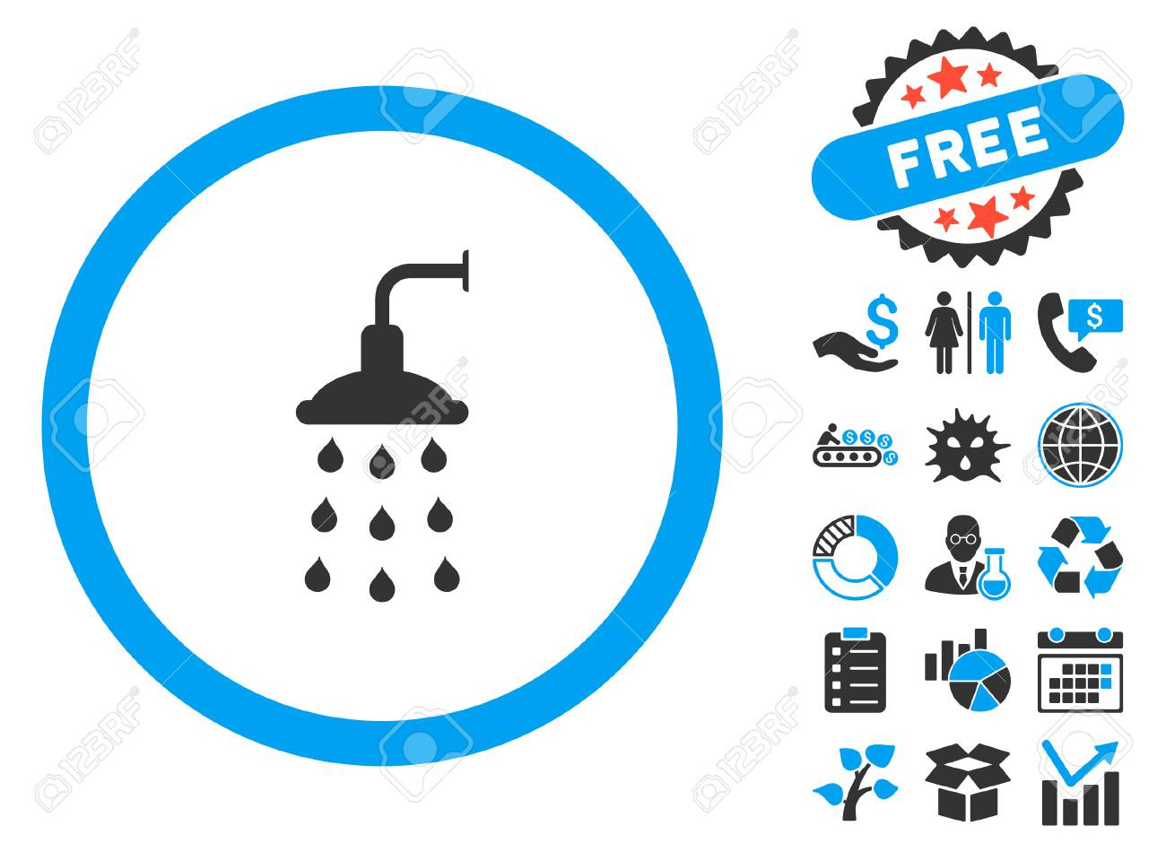 Pictogramme De Douche Avec Clipart Bonus. Style D'illustration Vectorielle  Est Le Plat Emblématiques Bicolor Symboles, Couleurs Bleus Et Gris, Fond pour Pictogramme Douche