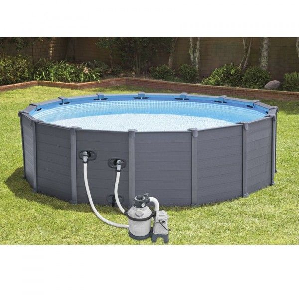 Piscina Tubolare Rotonda Graphite Ø 4,78 X 1,24 M - Intex concernant Kit Habillage Piscine Intex
