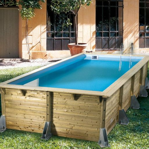 Piscine Azura 505 X 350 X H.126 Cm | Piscine Bois, Piscine dedans Kit Terrasse Piscine Hors Sol