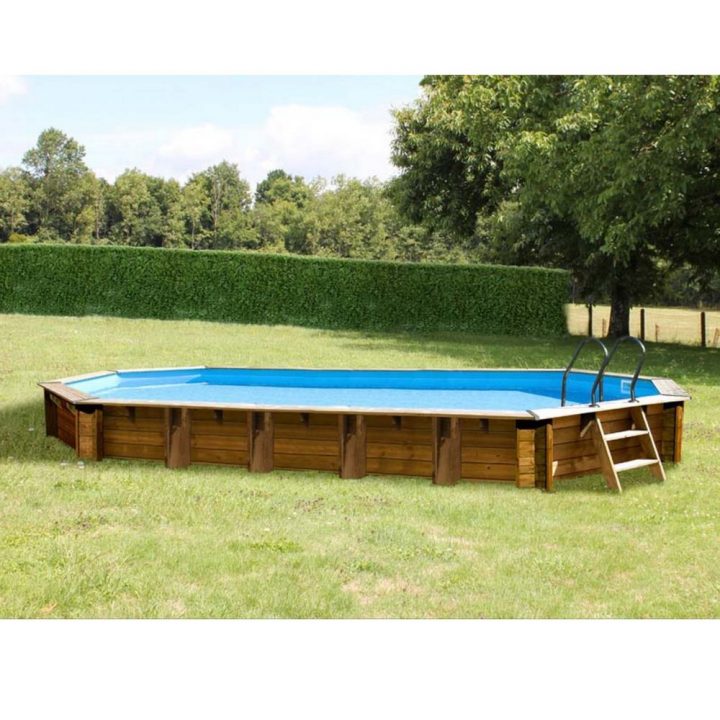 Piscine En Bois Traité Laranja L 8.72 X L 4.72 M – Sunbay à Piscine Bois En L