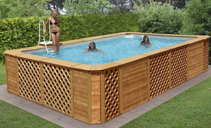 Piscine Habillage Bois Garapa serapportantà Habillage Piscine Hors Sol