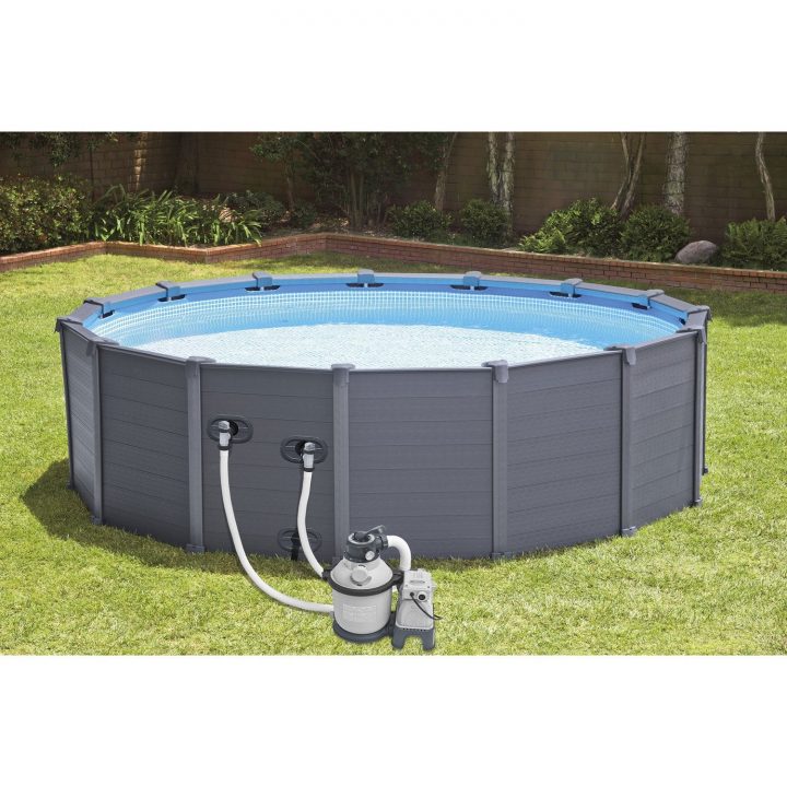 Piscine Hors-Sol Autoportante Tubulaire Graphite Intex concernant Amenagement Piscine Hors Sol Tubulaire