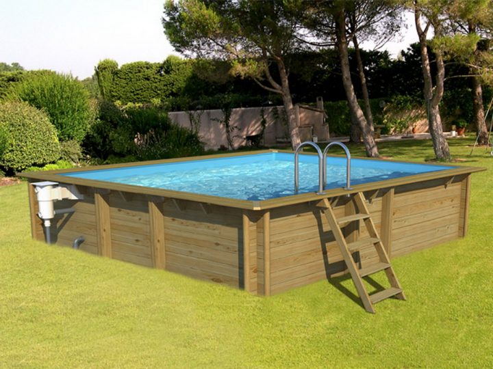 Piscine Hors-Sol Bois Bwt Mypool Weva Carre 4X4 H133Cm Sur intérieur Piscine Bois Carrée 2X2