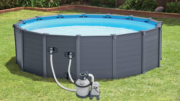 Piscine Ronde Tubulaire Habillage Gris Graphite 4,17 X H1 tout Kit Habillage Piscine Tubulaire Intex