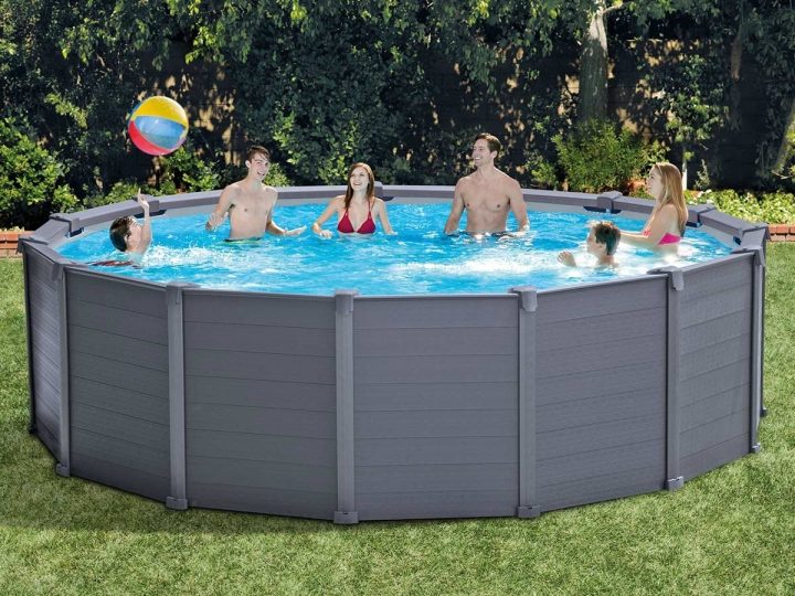 Piscine Tubulaire Intex Modèle Graphite Ronde Ø 4,17 X 1,09 M encequiconcerne Kit Habillage Piscine Intex