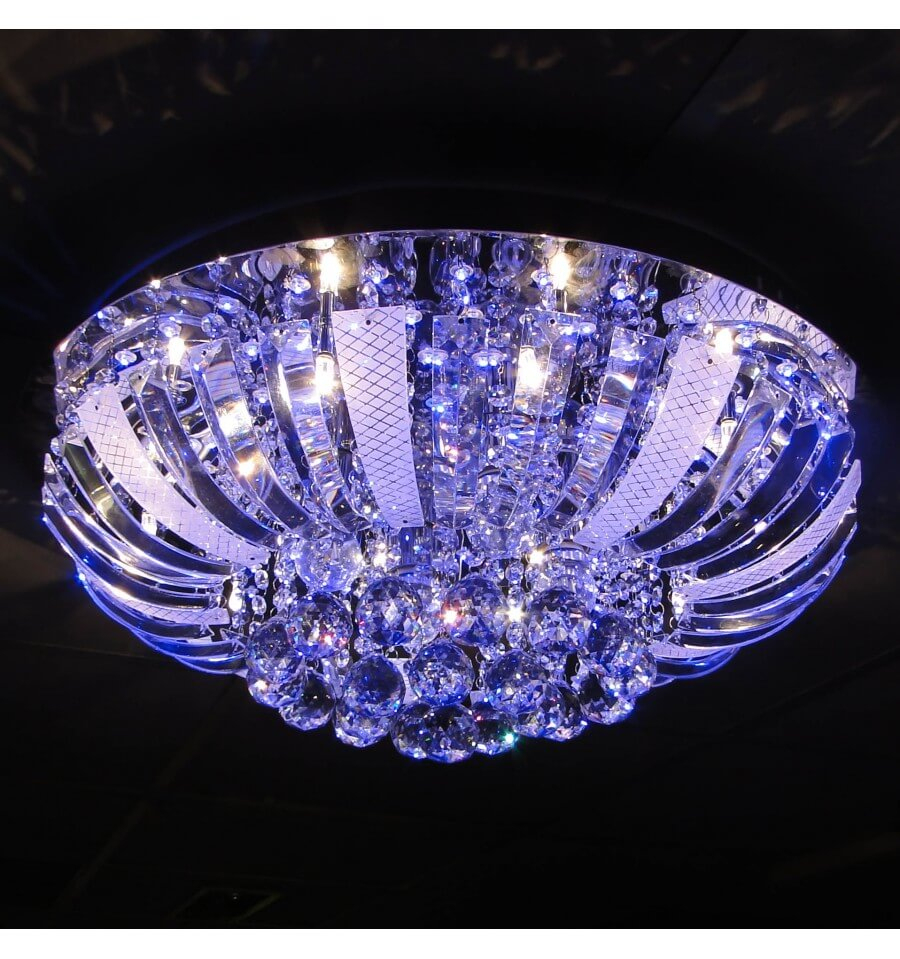 Plafonnier Lampe Del Moderne Variateur Chrome Ø 45 Cm Lampes destiné Plafonnier Pour Salle À Manger