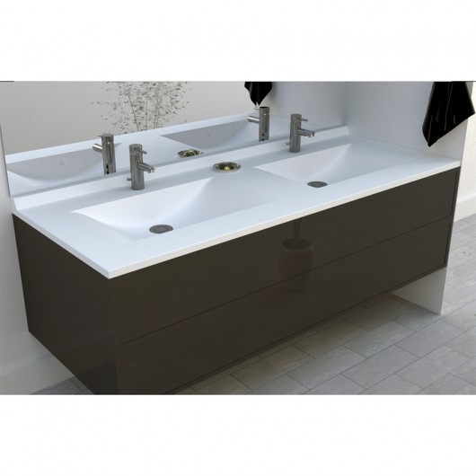 Plan Double Vasque En Résine De Synthèse Résiplan - 140 Cm à Plan Vasque 140