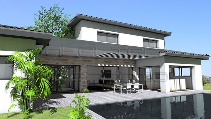 Plan Maison Architecte – Maison Contemporaine À Étage avec Terrasse Couverte Tuile
