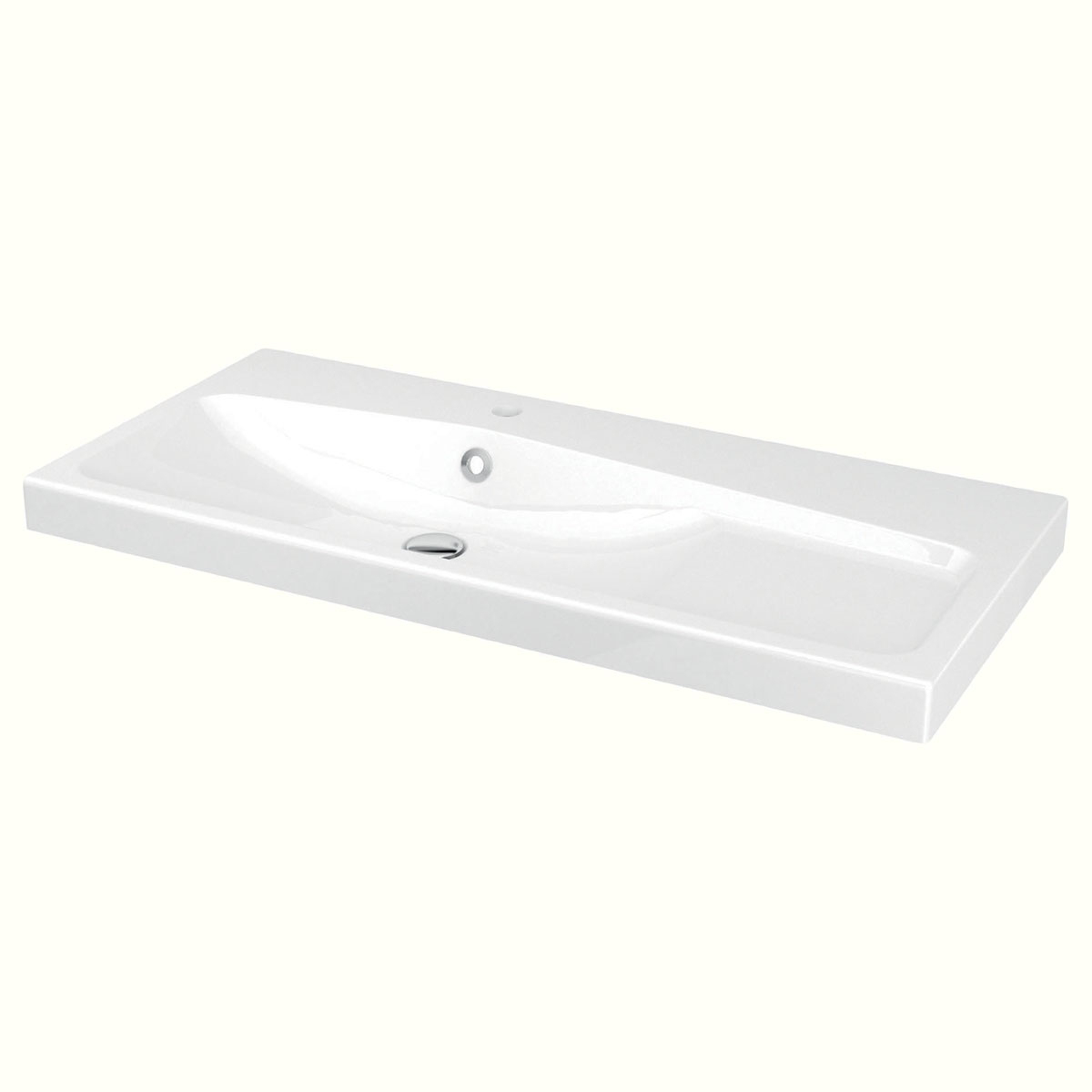 Plan Vasque Céramique L 100 X H 12 Cm - Brico Dépôt tout Vasque 100 Cm 2 Robinets