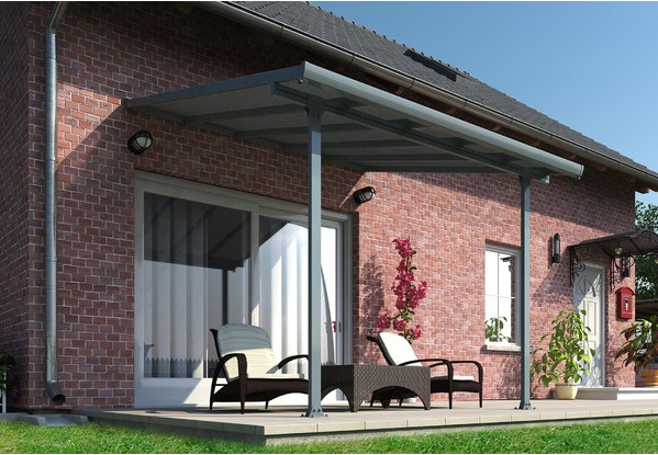 Poliwęglanowe Zadaszenie Tarasu Feria Palram 3 X 3,05 M avec Pergola Bois 3X5