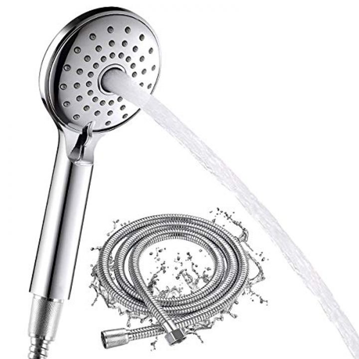 Pommeau Douche + 1.5 M Tuyau De Douche Flexible, Haute Pression Economie  D'eau Douchette Pommeau Anti Calcaire Douche À Main Avec 2 Modes Abs+Acier destiné Pommeau De Douche Anti Calcaire