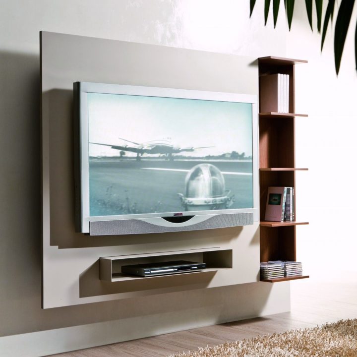 Porta Tv Orientabile A Parete Con Libreria Ghost | Meuble Tv intérieur Meuble Tv Fixé Au Mur