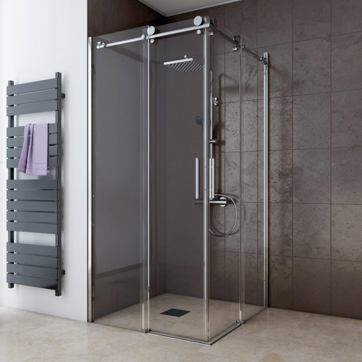 Porte De Douche Angle Coulissant, L.100 X L.100 Cm destiné Breuer Salle De Bain