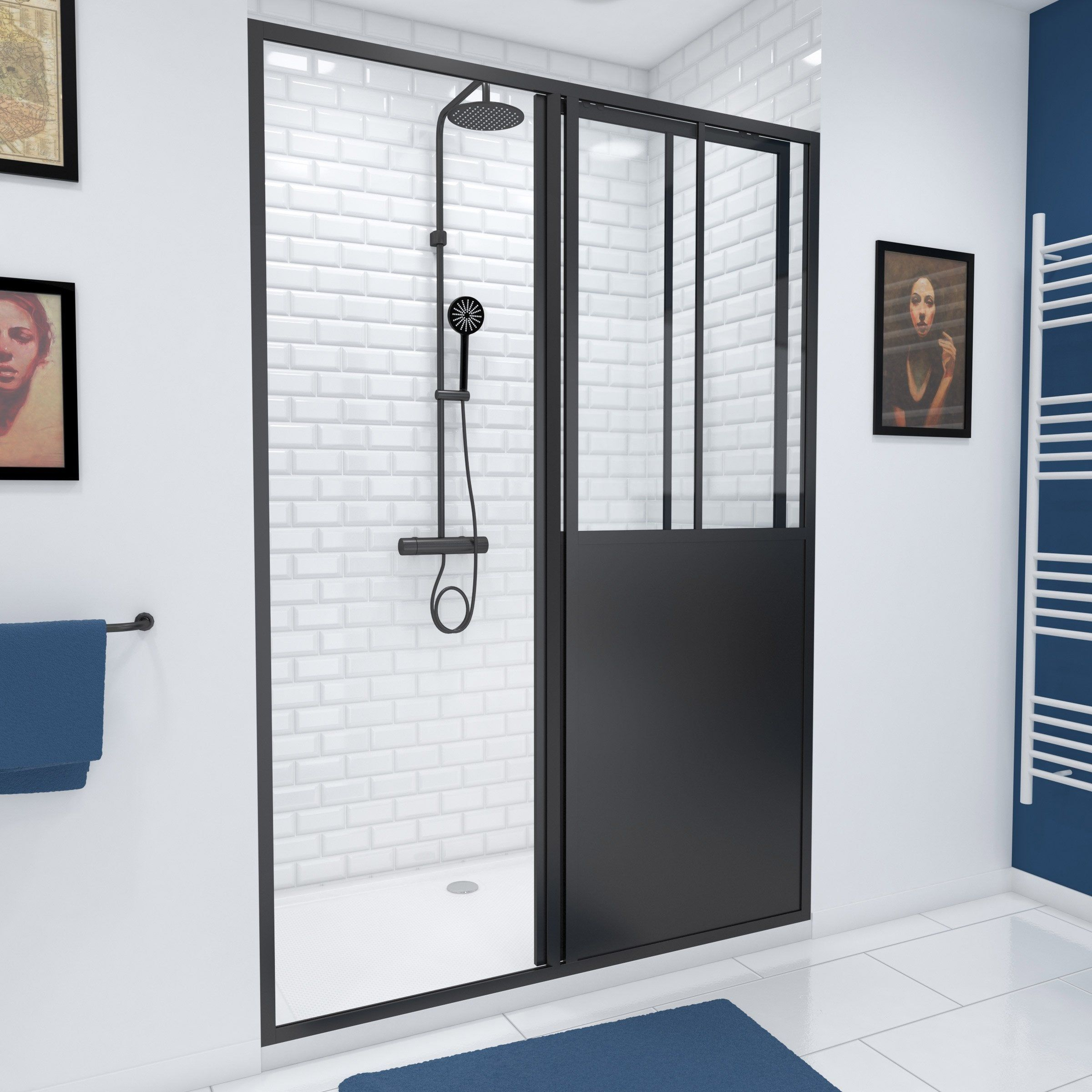 Porte De Douche Coulissante, Noir Mat, Transparent 120 Cm encequiconcerne Pare Douche Leroy Merlin