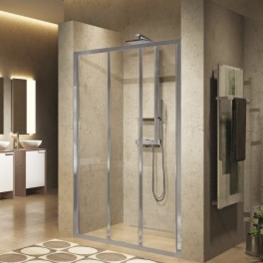 Porte De Douche - Portes Coulissantes - Verre Transparent -Lunes 2.0 3P  Novellini Sur Bricozor dedans Paroi De Douche Coulissante 120