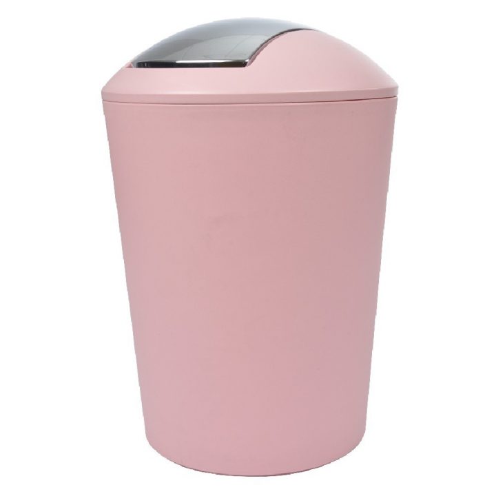 Poubelle Couvercle Bascule Unie 5,6L Rose Poudré serapportantà Petite Poubelle Salle De Bain