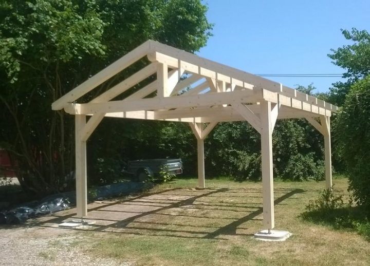 Préau : Vente D'Un Auvent, Carport Voiture De 4 X 5 M intérieur Auvent Terrasse Bois Et Tuiles