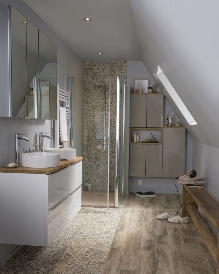 Quels Carreaux De Ciment Pour La Salle De Bains : Conseils encequiconcerne Papier Peint Salle De Bain Castorama